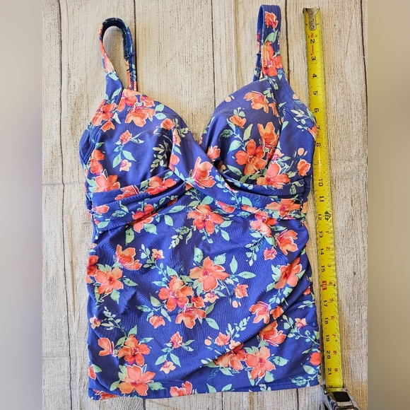Lands’ End Women's Size 4 Swim Tank Blue Floral Tankini Swim Top Adjustable - Picture 9 of 10